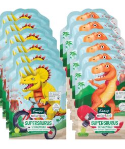 Kneipp naturkind Schaumbad Supersaurus - Färbt das Wasser grün und duftet nach Apfel - Mit viel Liebe speziell für Kinder entwickelt - 12 x 40 ml