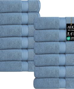 A1HC Waschlappen-Set (33 x 33 cm), 500 g/m², 100 % ringgesponnene Baumwolle, OEKO-TEX Green zertifiziert, Zero Twist, ultraweich, schnell trocknend und sehr saugfähig, weiche Waschlappen (Bjou Blue